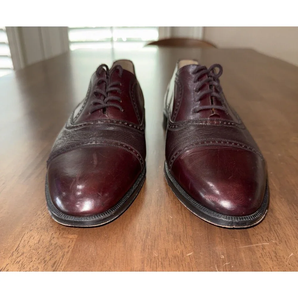 Mezlan Burgundy Cap Toe Oxford Dress Shoes Leather Lace Up Spain Mens 11B